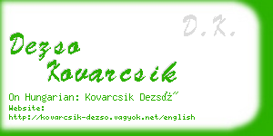 dezso kovarcsik business card